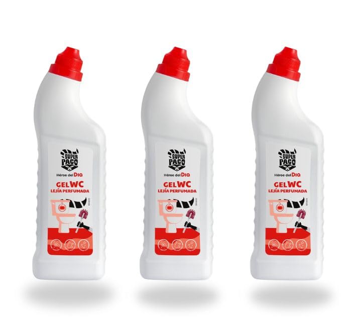 SUPER PACO Gel Limpiador WC con Lejía Perfumada, Pack de 3 Unidades x 1L
