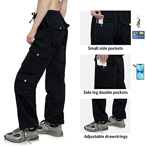 Cargo Pants Women Tactical Baggy Hiking Cargo Pants With 9 Pockets Cotton Military Casual Army Combat Work Pants Black S #TOP3