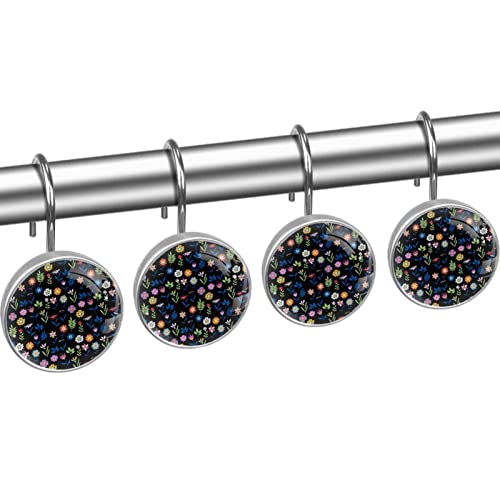 Crochets pour rideau de douche à glisse fluide - Fixation stable florale multicolore