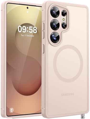 TOCOL Hülle für Samsung Galaxy S25 Ultra, Kompatibel mit MagSafe, Beige | Eingebauter Magnetring, Vollständiger Kameraschutz, Militärschutz Stoßfest Kratzfest Haltbarkeit, Durchsch