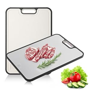 Titanium Cutting Board for Kitchen, Double Sided Cutting Boards for Meat Veggies, Large Non Slip 38.5×26.5cm Titanium Chopping Board for Fruit