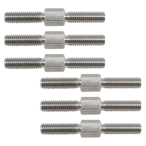 6 pernos roscados hexagonales M6 x 100 mm de doble extremo con rosca derecha e rosca de mano izquierda de acero inoxidable 304 de igual longitud de rosca