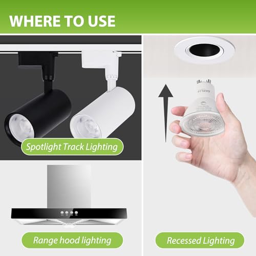 GEPLAD 6 Pack GU10 LED Bulb Dimmable 6W 582LM,50W Halogen Replacement, 38 Degree Spotlight 2700K Warm White for Kitchen, Range Hood, Living Room Track Lighting