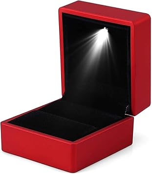 MM Madam&Mademoiselle Women's Fashion Lighted Ring Box Gift, Promise, Engagement, Marriage, Proposal, Jewelry, Wedding Ring, Arrangement, Organizer