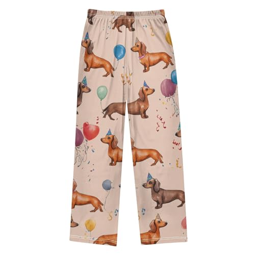 ZZXXB Dachshund Balloons Boys Long Pants Soft Trousers Elastic Waist Kids Lounge Bottoms with Pockets S-XL2