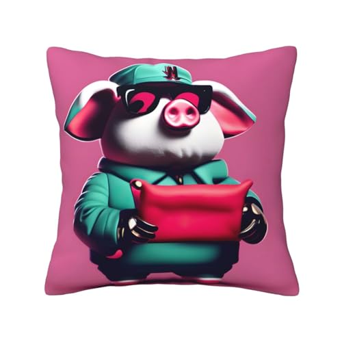 BGSHJVF Fundas de almohada decorativas suaves y cómodas con estampado de cerdito para sofá, cama