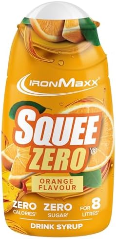 IronMaxx SqueeZero® - Orange 65ml Sirup | Erfrischendes Geschmackserlebnis für 8 Liter | Zuckerfrei und Kalorienfrei in 100ml verzehrfertigem Getränk