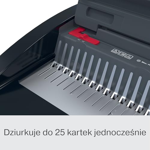 Bindownica elektryczna GBC CombBind CB25E - oprawia 390 kartek A5/A4, elektryczny dziurkacz z diodą LED zapobiegającą zacięciom, dziurkuje 25 kartek, czarny/srebrny, 4410064