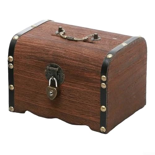 Jotekonoby Tirelire cochon en bois avec serrure et clé pour adultes et enfants - Boîte de sécurité pour argent liquide, pièces de monnaie, billets - Coffre au trésor en bois - Outil d'éducation