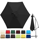 IkErna 200/270/300Cm+6/8 Costole Patio Ombrellone Sostituzione Copertura Baldacchino, Parasole a Sbalzo Top Tessuto Parasole Panno/Black/6 Ribs-200Cm