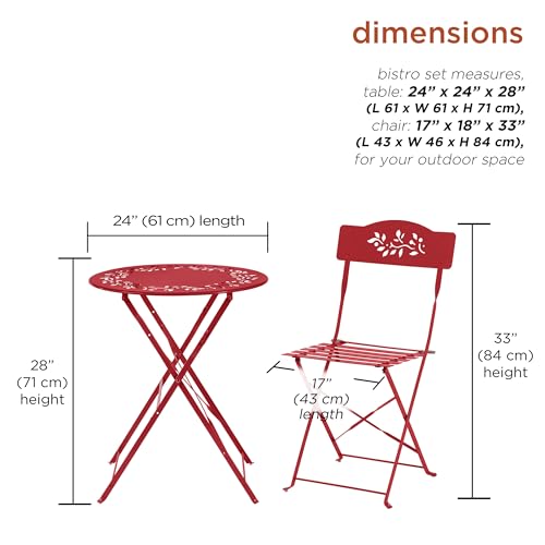 Indoor/Outdoor 3-Piece Bistro Set Folding Table and Chairs Patio…