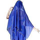 Mrotrida Women's Belly Dance Big Headscarf Indian Tribal Chiffon Veil Gypsy Scarves Dance Shawls (Navy Blue)
