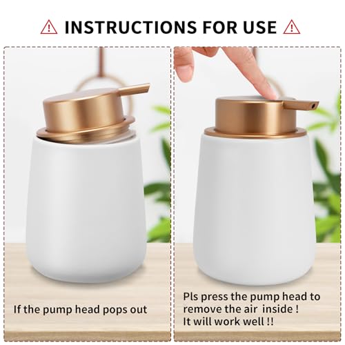 TOOZFO Soap Foaming Dispenser Ceramic with Easy-to-Press Pump Hand Foam Dispenser for Shampoo Bathroom Kitchen 12 oz by TOOZFO - Used condition - Image 5