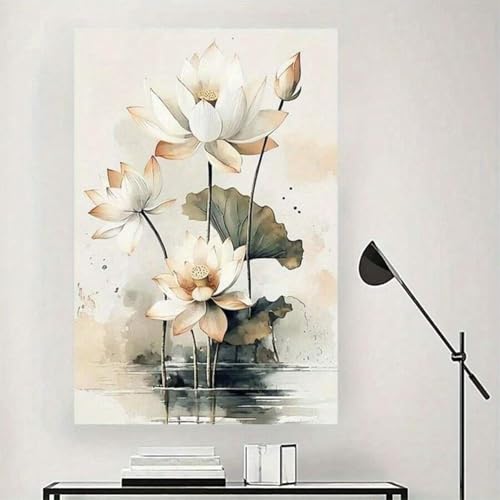 Peinture florale aquarelle de lotus pour décorer un salon moderne