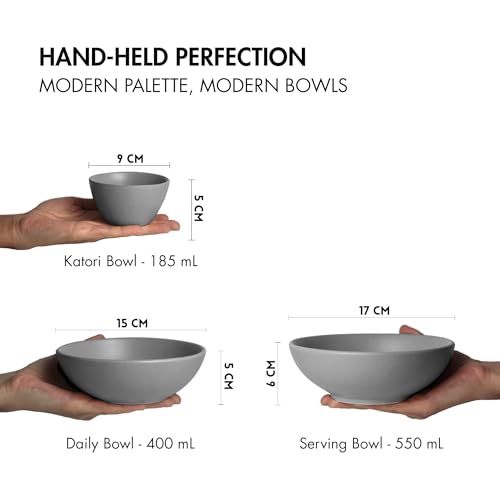 Image of Ceramic 21 Piece Dinner Set | Pebble Grey | Bone-Ash Free, Lead Free | Microwave, Oven, Dishwasher Safe | (Pebble Grey, 21 Piece Dinner Set)