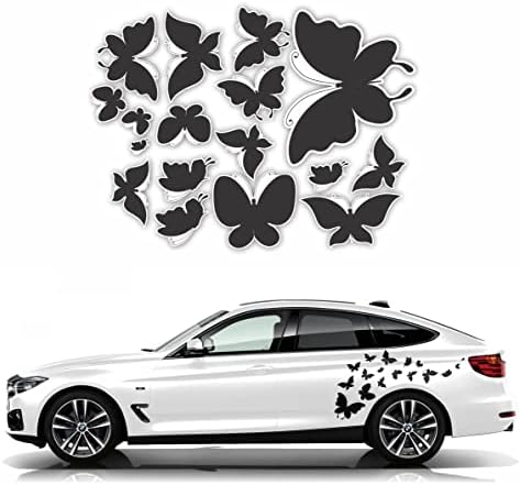H2 Decal Black Butterfly car Decals | Transparent Film, Easy to wrap and Remove, Pack for 2 Sides, Best fit for White Color Vehicles | Side Large Decal for Sedan, Truck, SUV | Accessories for Women