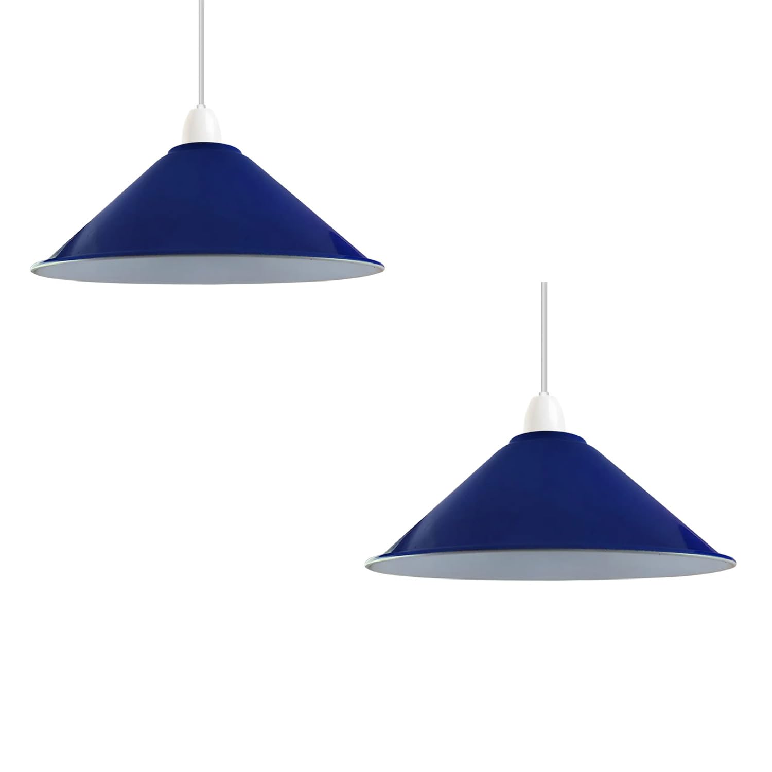 Vintage Industrial Metal 22cm Easy Fit Cone Shape Pendant Ceiling Light Lampshade for Bed Room Kitchen Living Room Conservatory Dining Room (Navy Blue - 2 Pack) โ image 1