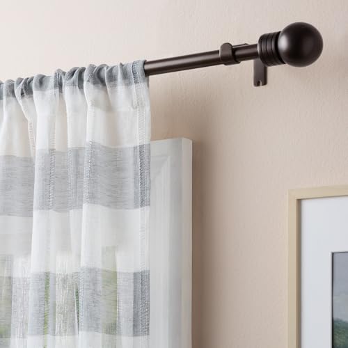 TOWN & COUNTRY BASICS Modern Sphere Single Indoor Curtain Rod and Finial Set, Easy Install Wall Mount, Oil Rubbed Bronze, Adjustable 36”-72” by TOWN & COUNTRY BASICS - Image 2