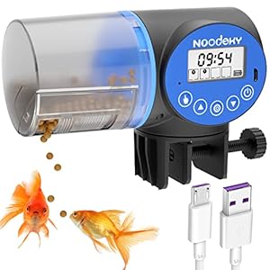 USB Charging Automatic Fish Feeder, Auto Fish Food Feeder Timer Dispenser for Aquarium or Small Fish Turtle Tank, Auto Feeding on Vacation or Holidays