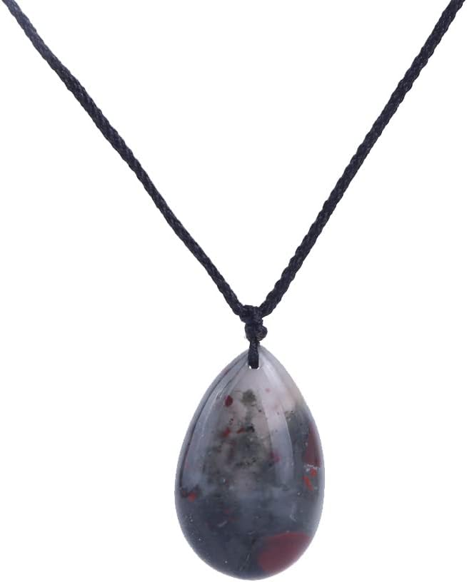 Natural Dragon Blood Stone Teardrop Shape Cabochon Pendant Necklace with Adjustable Cord for Women Men, Dragon Blood Jasper Healing Crystal Jewelry Gifts