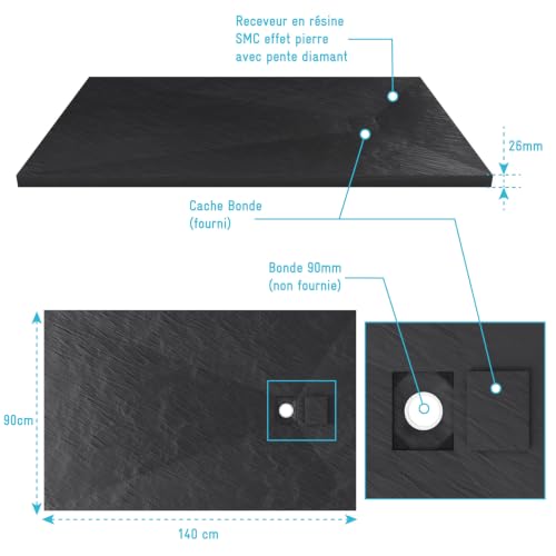 Plato de Mesa de Pizarra Negra de Alta Gama Modelo AURLANE FAC205 4