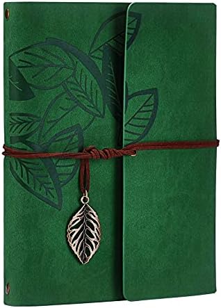 Scrapbook Album Leather Scrapbook Photo Album DIY Album Memory Book, Vintage Leaf Scrapbook Retro Up Travel Scrapbook Album for Anniversary Wedding Guest Book 60 Pages