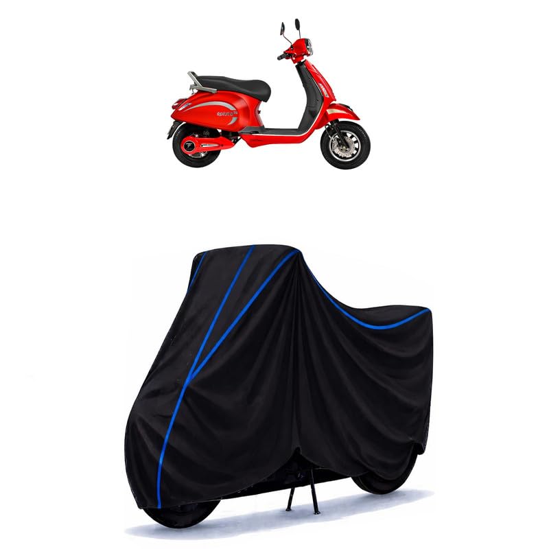 Image of Scooty Cover Water Resistant for Epluto | Universal Scooter & Bike Cover | Heavy Duty UV Protection | Dust, Rain & Scratch Protection | Elastic Fit All Weather Indoor Outdoor | Black with Blue Piping