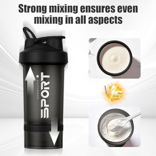 Alaoo Butelka do wytrząsania proteinowego, 2 szt. Shaker Protein Shaker z Mix Ball Pill Organizer i przechowywanie, sportowa butelka na wodę dla sportowców, entuzjastów fitnessu, na siłownię i na