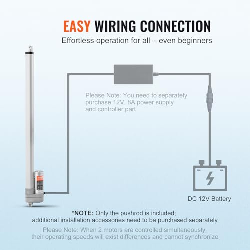 Vevor LINEAR ACTUATOR 20 INCH 660LBS Linear Actuator 12V, 20 Inch Waterproof Ip65 Linear Actuator, 660Lbs/3000N 0.19"/S Linear Motion Actuator thumb #5