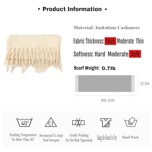 Large Scarf Colorful CashmereThick Tassel Scarf for Women Fall Winter Warm Big Shawl Blanket Scarves & Wraps Gifts3