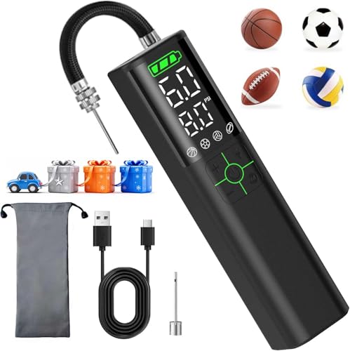 Calmara Z10 Electric Ball Pump for Sport Ball 2000mAh 15 PSI Portable Automatic Air Pump Fast Ball Inflator Precise Pressure Gauge for Basketball Football Volleyball Soccer Easter Basket Stuffers Gift