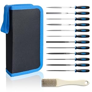 Needle Files Set 15Pcs with Needle Diamond File Set, Steel File, Jewlers Files, Cleaning Brush and Zipper Storage Bag for Precision Wood Metal Work, DIY Project