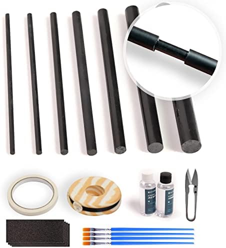 Fishing Rod Repair Kit Complete,All-in-one Supplies with Glue for Freshwater & Saltwater Broken Fishing Pole Repair with Carbon Fiber Sticks,Rod Building Epoxy Finish, Wrapping Thread and Tape