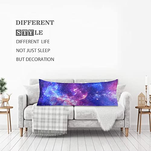 Galaxy Body Pillow Cover Outer Space Nebula Universe Star Night Starry Sky Blue Purple Cushion Long Pillowcase With Zipper Decorative Soft Bedding Pillow Cases Large Pillow Covers For Couch 20"X54" #TOP1