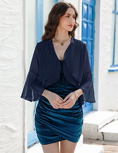 Totatuit Womens Bolero Shrugs Open Front Chiffon Shrug Short Sleeve Sheer Cardigan Shrugs #TOP2