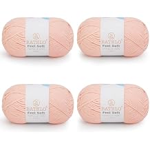 Thin Chenille Yarn for Crocheting & Knitting, Soft Plush Yarn for DIY Crafts, Amigurumi, Home Decor - 3 Light - 4 Pack of 1.7oz/142yds - Almond Pink