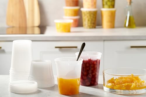 48 Pack Plastic Deli Containers with Lids (16, 32 oz 24 Each) - Food Storage Containers with Lids - Clear Disposable Meal Prep Containers, BPA Free, Stackable, Leakproof, Microwave and Freezer Safe
