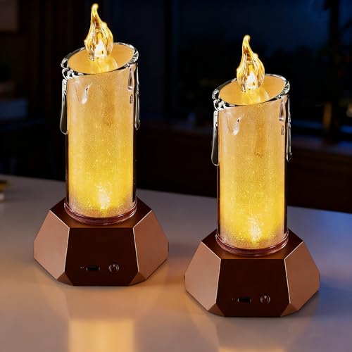 Bougies sans flamme LED rechargeables anti-vent pour éclairage extérieur de table et jardin