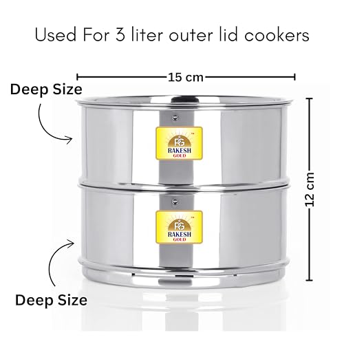 Image of Rakesh Gold Stainless Steel Container /Cooker Separator | Stackable Food Grade, Rust-Free, Easy to Clean (Cooker Containers, Suitable for 3 Outer lid Cooker)