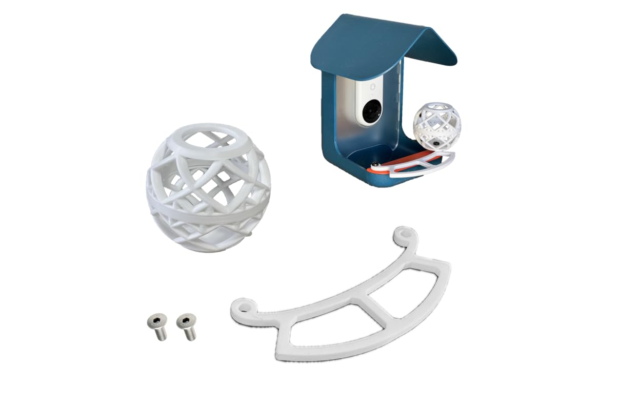 Perch, Suet Ball Holder & Mounting Screws Bundle for Bird Buddy - Compatible With Smart Bird Feeder for Enhanced Watching Experience, White, KLBB1