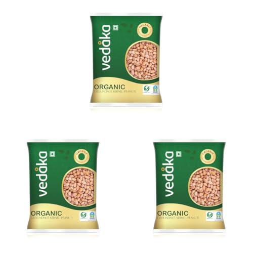 Image of Amazon Brand - Vedaka Organic Groundnut Kernel 1Kg | Raw Peanut | Naturally Rich Source Of Protein & Fiber | Cholesterol Free & No Added Additives (Pack of 3)