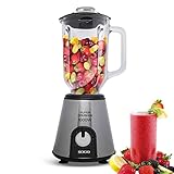 SOGO SS-5530 Batidora SuperCrusher | Licuadora con Jarra de Cristal, 5 velocidades, 1.5L Picadora de Hielo, 1000W - Acero Inoxidable