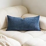 Slow Cow Cashmere Rectangular Pillow Cover Pillowcase Decorative Lumbar Throw Pillow Cover for Couch Sofa 12 x 24 Inches Navy Blue