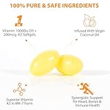 Premium Vitamin D3 & Vitamin K2 (MK-7) 120 Virgin Coconut Oil Softgels, 2 in 1 Vitamin D3 K2 Supplement Support Immune, Bones & Muscle Health, Easy to Swallow and Absorb | Gluten Free - Image 9
