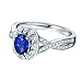 Dreamdge Anillo de compromiso para mujer de oro blanco de 18 quilates (750/1000), anillo de compromiso con diamante zafiro azul ovalado de 1,18 quilates, Diamante de zafiro Diamond,