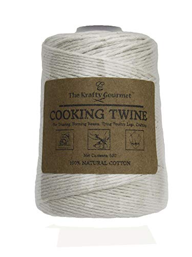 Krafty Gourmet Butchers Cooking Twine, Heavy-Weight 16-Ply Kitchen String, Natural Cotton, Oven Safe, Great for Meat Prep and Crafting, 500-Ft Cone, Pack of 1