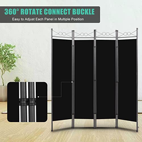 Room Divider-4 Panel Tall Room Dividers And Folding Privacy Screens, 6 Ft Divider Room Fabric Panel W/Matel Frame, Freestanding Wall Divider Screen, Portable Partition Room Dividers For Study Dorm #TOP4