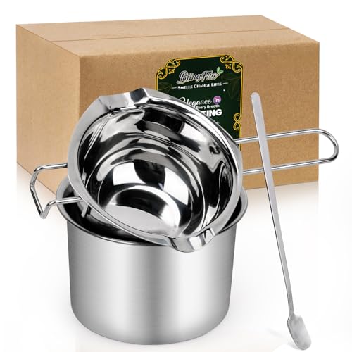 Double Boiler Melting Pot Set for Candle Making, 3-Piece Stainless Steel Wax Melter with Pouring Pot, Ideal for Soy Wax, Beeswax, Candle Making Supplies