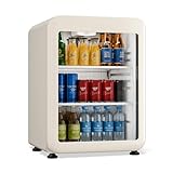 Klarstein Audrey Evo Getränkekühlschrank 65 L – Getränkekühler mit Glastür, LED-Beleuchtung, einstellbare Temperatur 0–10 °C, 2 Regalböden, leiser Betrieb