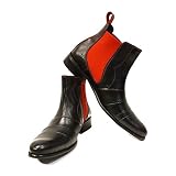 Modello Loretto - EU 44 - US 11 - UK 10-29 cm - Handmade Italian Mens Color Red Ankle Chelsea Boots